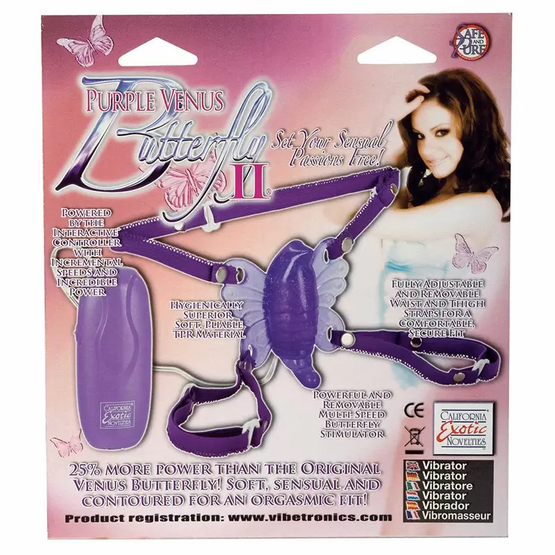 Стимулятор клитора на ремешках Venus Butterfly 2 с вибрацией – фиолетовый