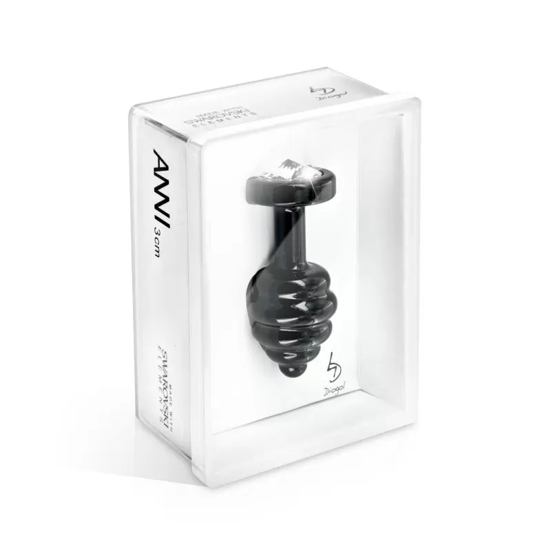 Рельефная анальная пробка Anni Ano T2 с большим кристаллом Сваровски – черный
