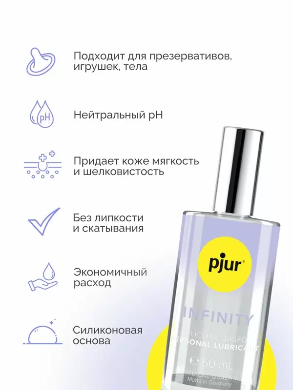 Премиум смазка pjur INFINITY, на силиконовой основе, в стеклянном флаконе, 50 мл