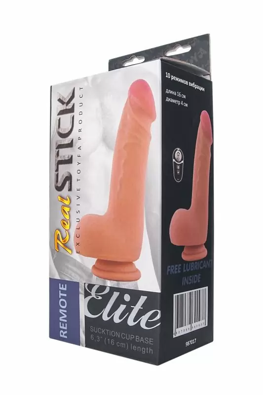 Реалистичный фаллоимитатор с вибрацией TOYFA RealStick Elite Remote - телесный