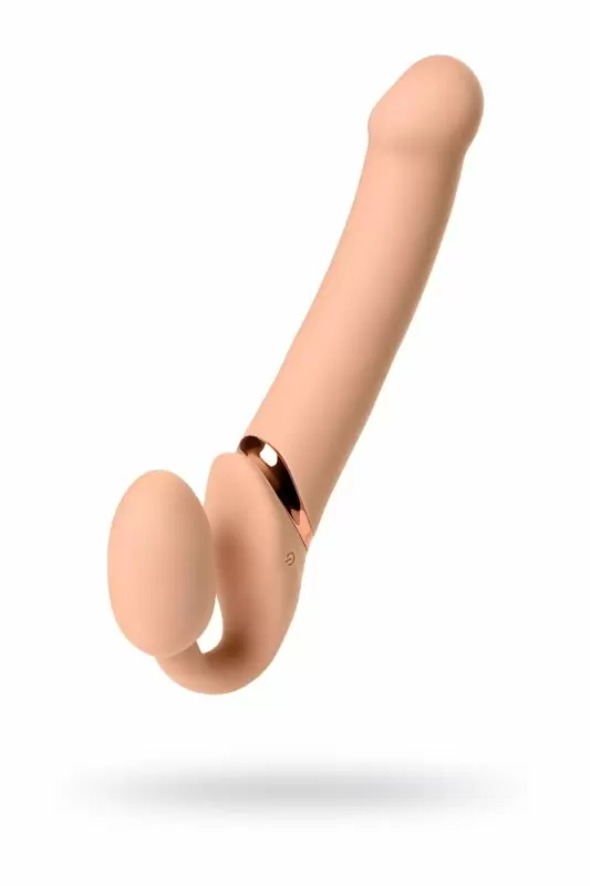 Безремневой страпон с вибрацией. Strap-on-me. 25 см. Телесный цвет