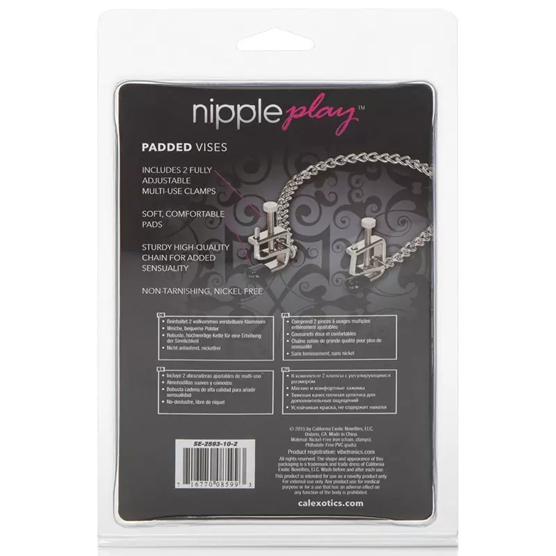 Зажимы на соски с цепочкой Padded Vises металлические