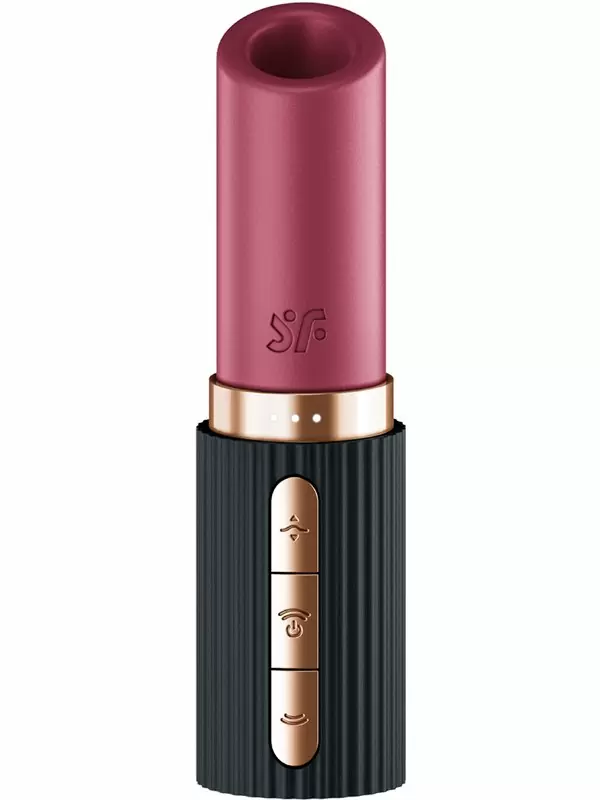 Воздушно-волновой стимулятор клитора Satisfyer Deep Kiss black, в виде помады, 30 скоростей, силикон, черный