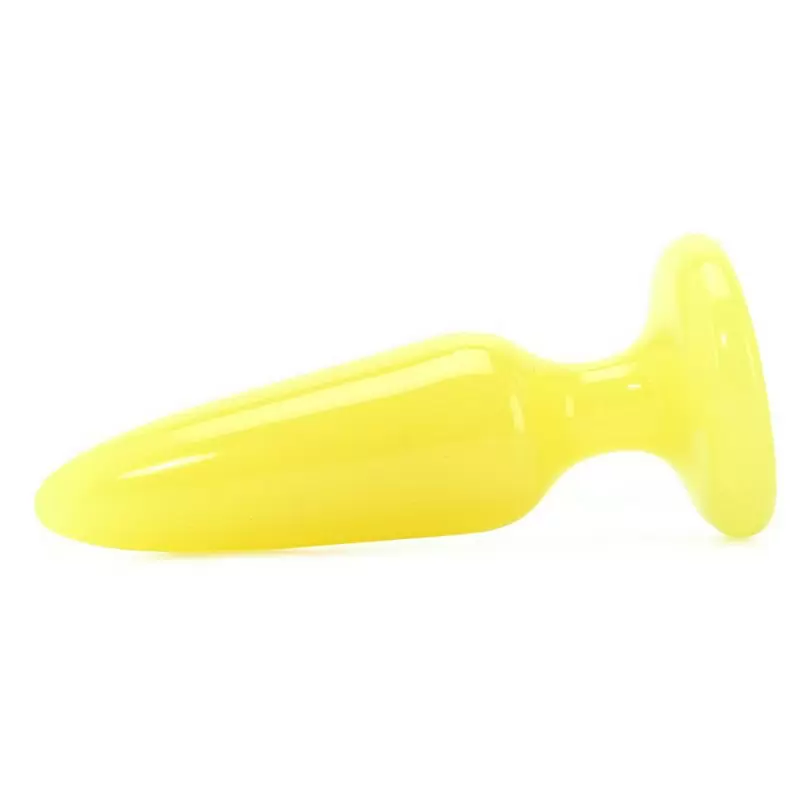 Маленькая анальная пробка Firefly Pleasure Plug - Small светящаяся в темноте – желтый
