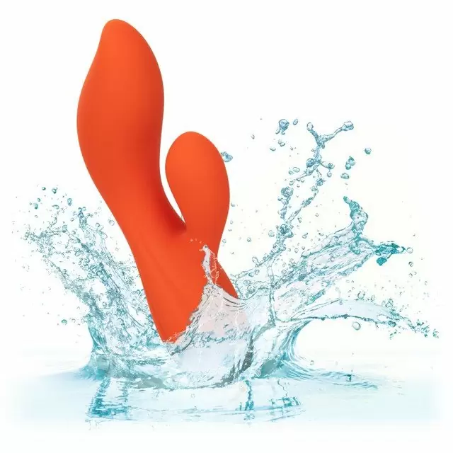 Изогнутый вибратор-кролик Stella Liquid Silicone Dual Teaser, 15,2 см, 12 режимов, оранжевый