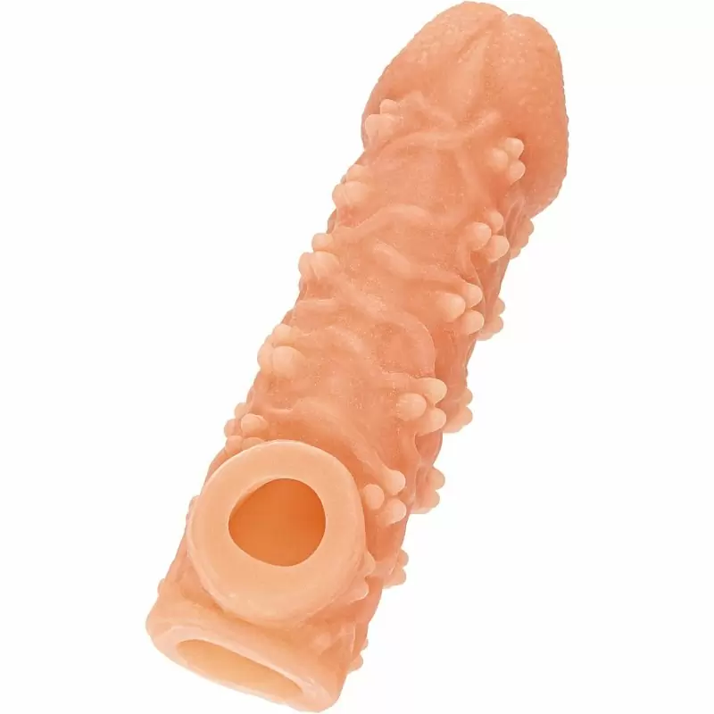 Реалистичная насадка на пенис с узором из мелких шариков и отверстием для мошонки «Cock sleeve» (средняя), Kokos