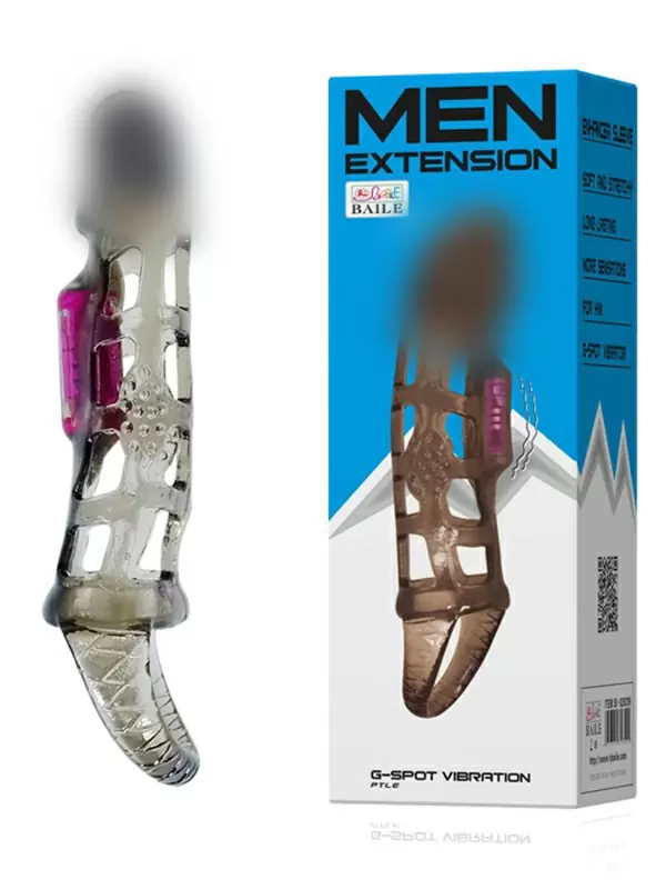 Насадка в клетку для удлинения полового члена Men Extension с вибрацией – черный