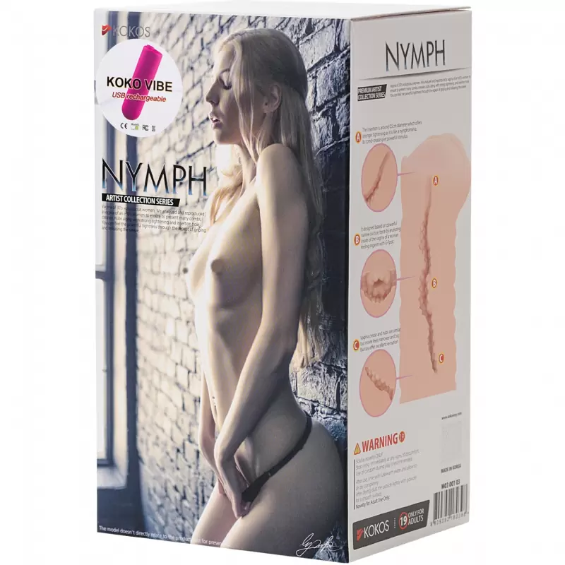 Реалистичный мастурбатор, имитирующий вагину девственницы «Nymph» с вибрацией, 18 см, Kokos