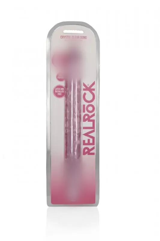 Реалистичный фаллоимитатор Shots toys, 45 см, двусторонний, прозрачный розовый