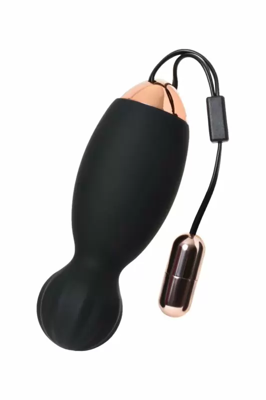 Черно-золотой тренажер Кегеля Waname D-Splash Eclipse. 11 см, силикон