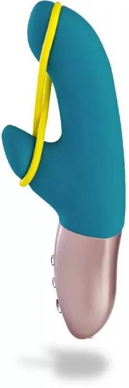 Инновационный вибратор-кролик Fun Factory Amorino, с эластичной лентой, 6 режимов, бирюзовый