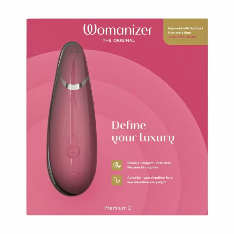 Вакуумный стимулятор клитора Womanizer Premium 2, функция умного отключения звука, 14 скоростей, малиновый