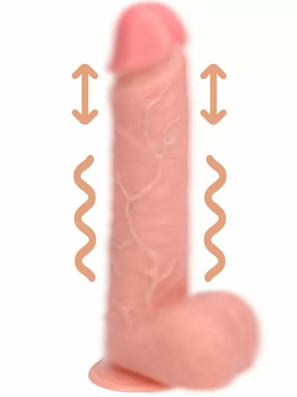 Фаллоимитатор RealRock Shots Toys, с функцией вибрации и пенетрации, 10 режимов, светлый телесный