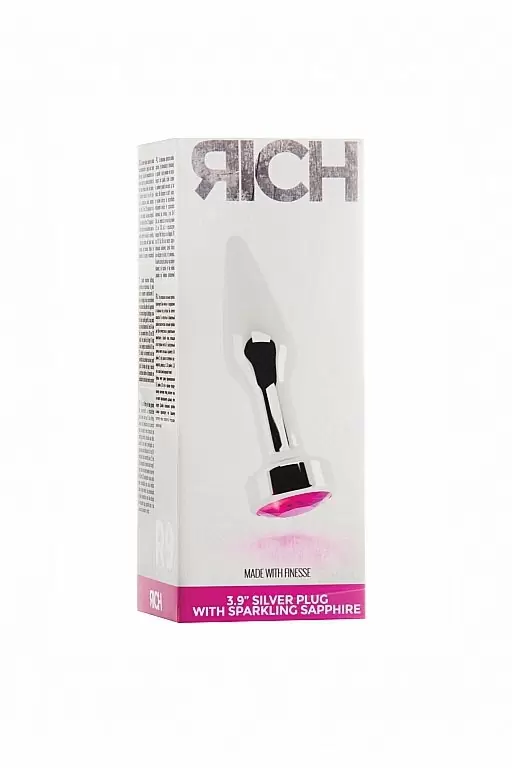Серебряная анальная пробка с сапфировым кристаллом Silver Plug - Pink Sapphire