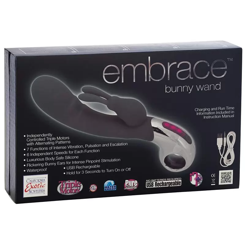 Вибромассажер Хай-Тек Embrace Bunny Wand – серый
