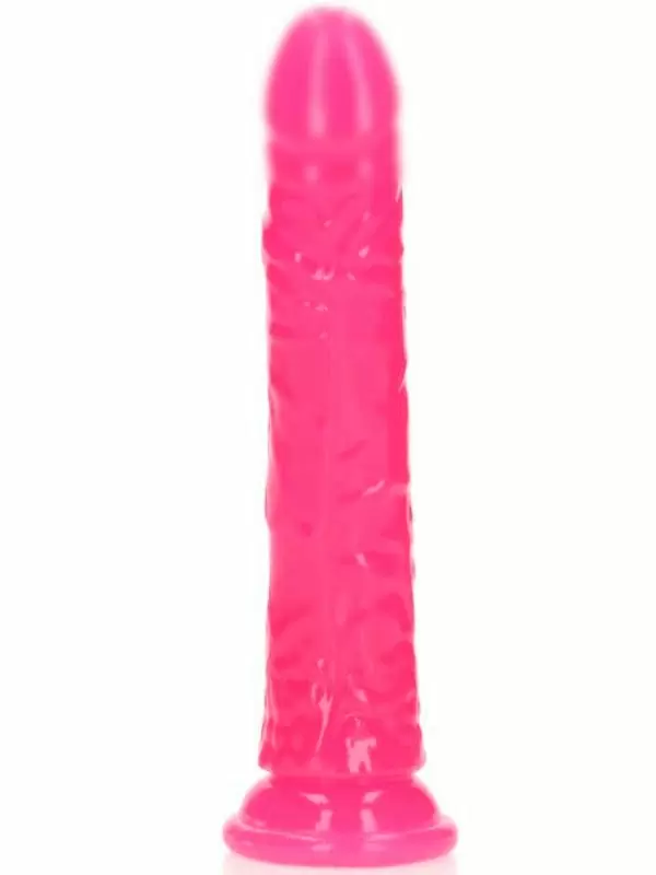 Реалистичный фаллоимитатор Slim Realistic Dildo With Suction Cup, люминисцентный, 22 см, розовый