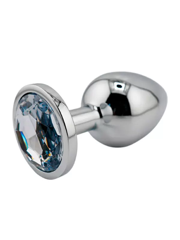 Большая алюминиевая анальная пробка Kanikule Large с кристаллом – серебристый с прозрачным