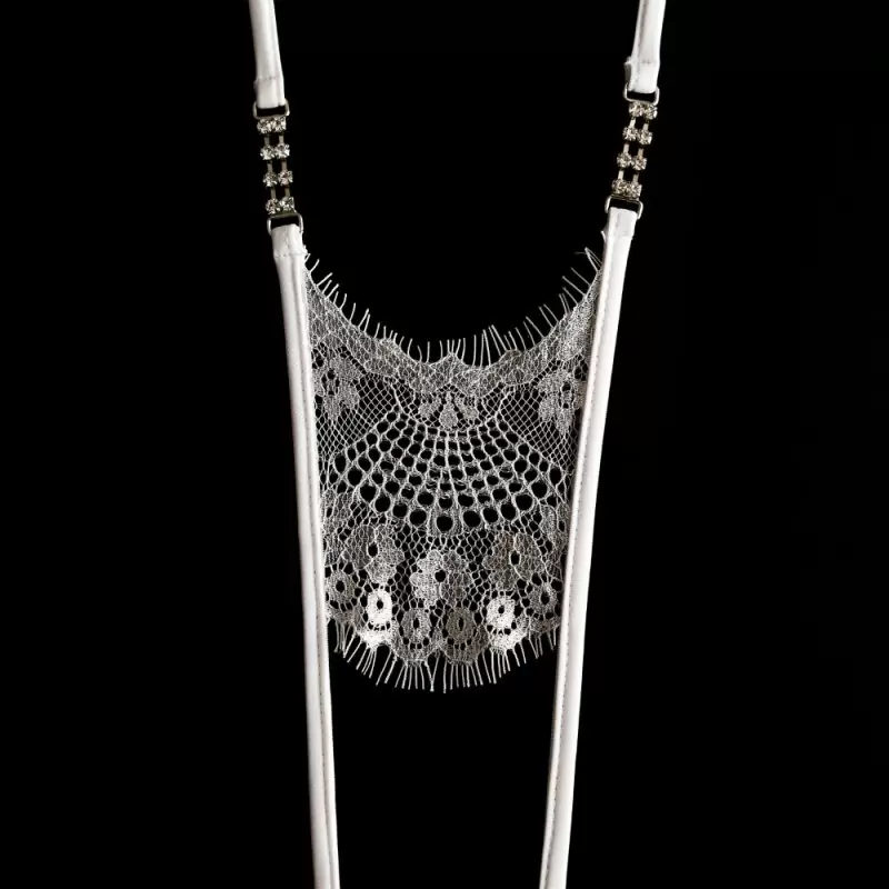 Белые кружевные трусики ручной работы Dolce Piccante Сiglia с доступом - S