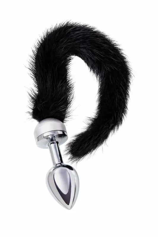 Маленькая анальная пробка с хвостом TOYFA Metal – чёрный