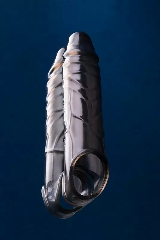 Реалистичная увеличивающая насадка на пенис TOYFA XLover с петлей на мошонку – серый