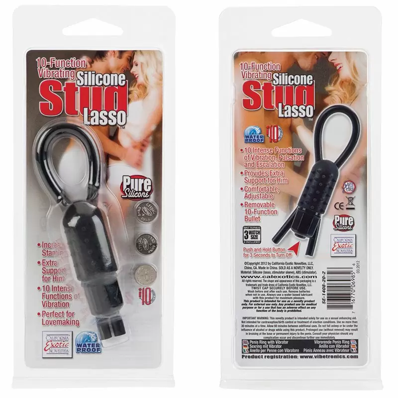 Вибро-лассо 10-Function Vibrating Silicone Stud Lasso – черный