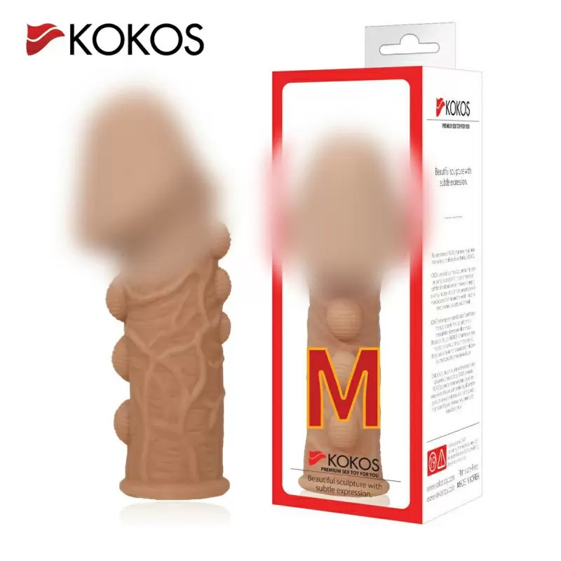 Насадка на фаллос, с пузыриками, венками и ребристость, размер M, EXTREME SLEEVE ES.009-M