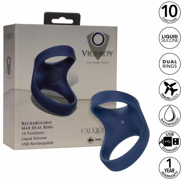Перезаряжаемое эрекционное виброкольцо Viceroy Rechargeable Max Dual Ring