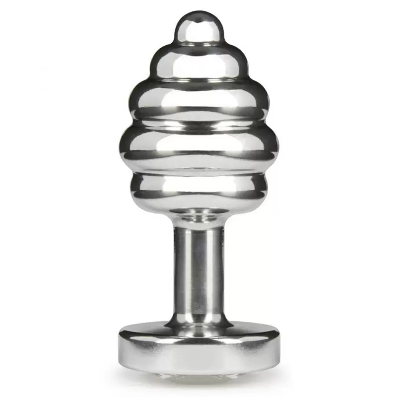 Миниатюрная анальная пробка Anni Ano T1 с рельефом и камнем Сваровски – серебристый