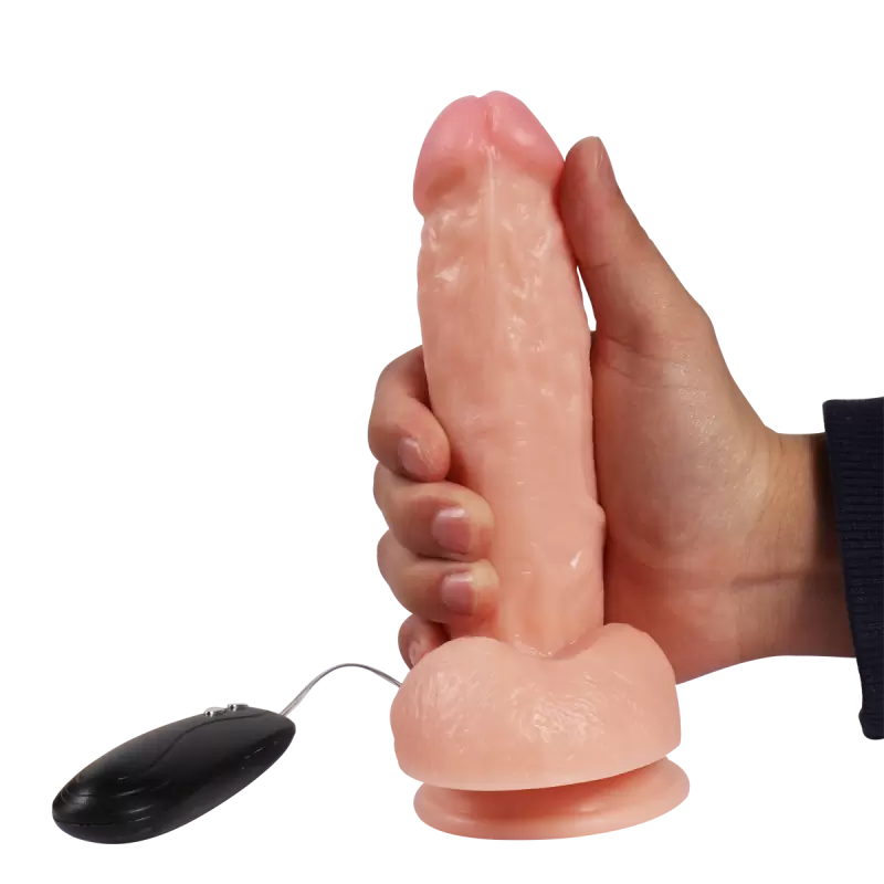 Вибро-реалистик с мошонкой на присоске RF 17 см - телесный