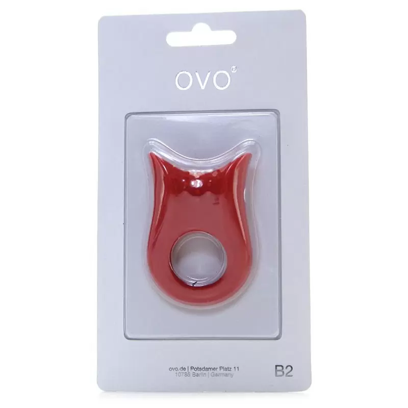 Красное, текстурированное эрекционное виброкольцо Ovo B2 диаметром 5,1 см