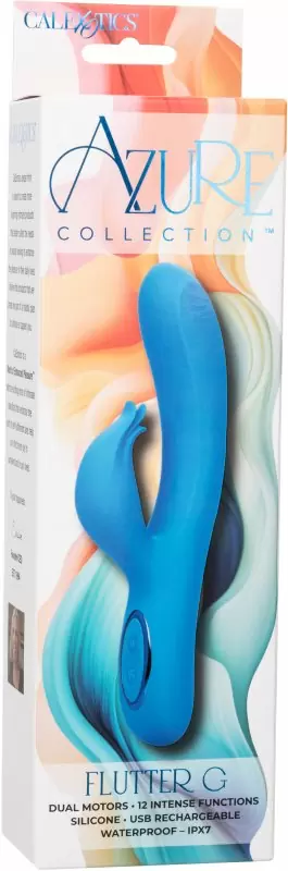 Изогнутый вибратор-кролик AZURE COLLECTION - FLUTTER G, 22,8 см, силикон, голубой