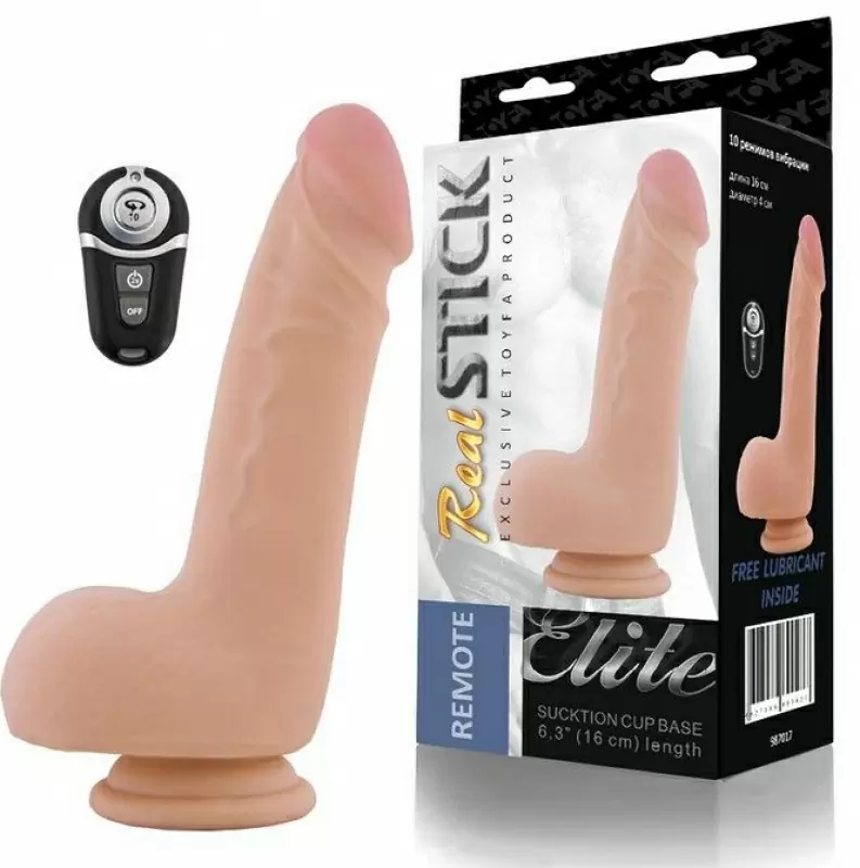 Реалистичный фаллоимитатор с вибрацией TOYFA RealStick Elite Remote - телесный