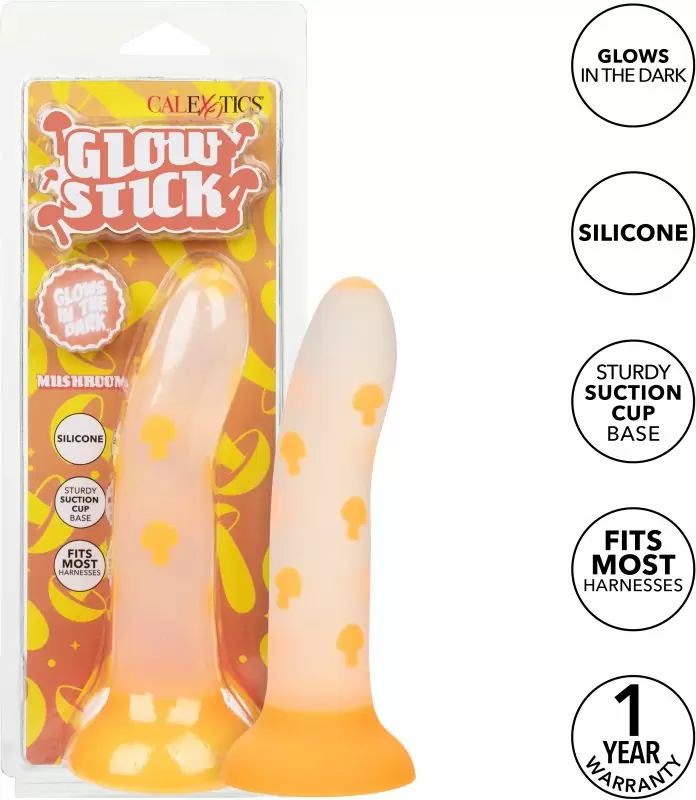 Светящийся фаллоимитатор California Exotic Novelties Glow Stick Mushroom, 15,2 см, силикон, белый с желтым