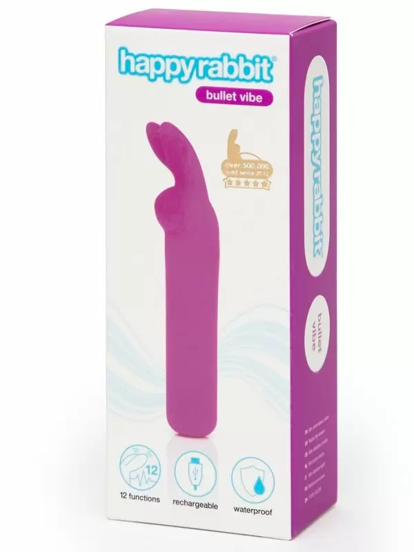Яркая вибропуля Happy Rabbit, 11,3 см, силикон, фиолетовая