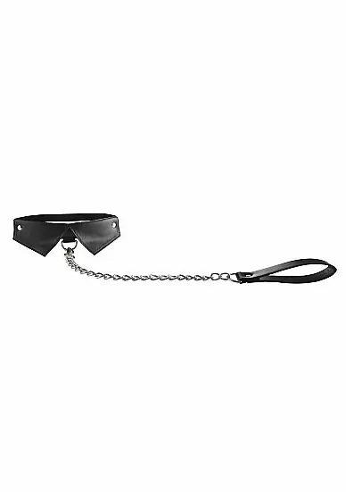 Ошейник из пвх с поводком на цепиExclusive Collar & Leash - Black