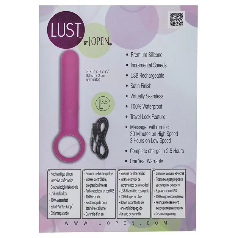 Перезаряжаемый мини-вибромассажер с кольцом Lust by Jopen L3.5 – розовый