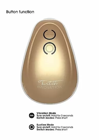 Клиторальный вибратор Twitch Hands с вакуумным эффектом (золотой): 10.5 см, 14 режимов работы, силикон