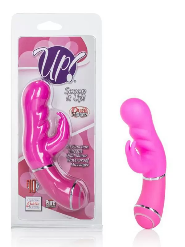 Вибромассажер со стимулятором клитора и усиленным рельефом Scoop It Up! – розовый