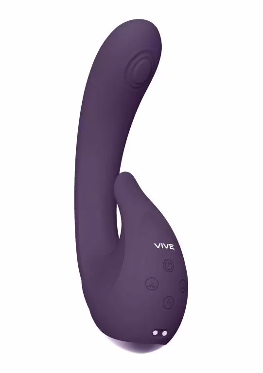 Изогнутый вибратор-кролик Shots toys Miki, с тремя моторами, 17 см, силикон, фиолетовый