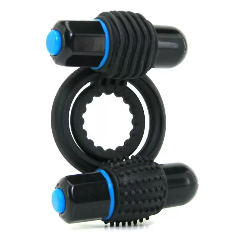 Двойное эрекционное кольцо с вибрацией OptiMALE Vibrating Double C-Ring – черный