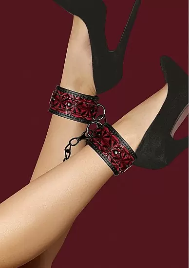Элегантные оковы Luxury Ankle Cuffs, 39 см, черный с бордовый