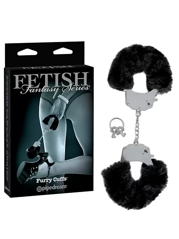 Металлические наручники с искусственным мехом Furry Cuffs – черный