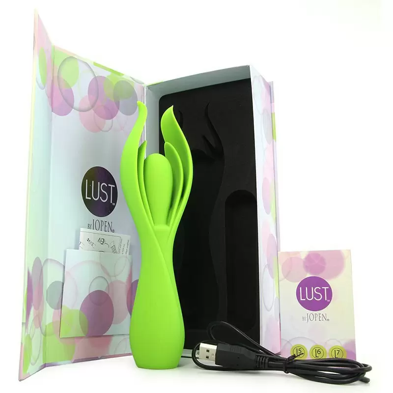 Вибромассажер с двойными лепестками Lust by Jopen L7 перезаряжаемый – зеленый