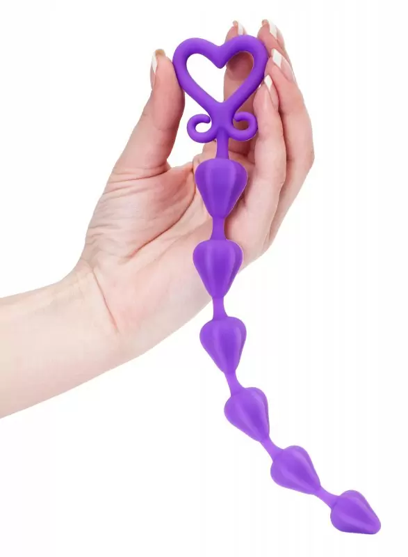 Анальная цепочка My Toy со звеньями в виде сердечек - фиолетовая