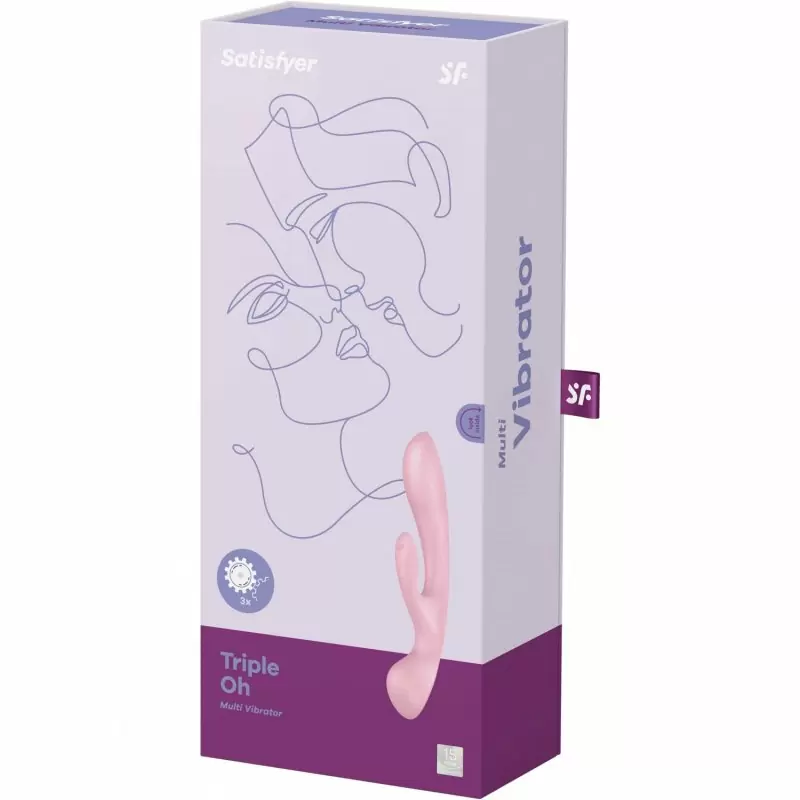 Гибкий вибратор-кролик 2 в 1 Triple Oh (pink)