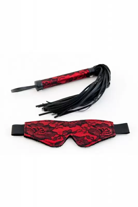 Кружевной набор маска и флоггер TOYFA Marcus – красный