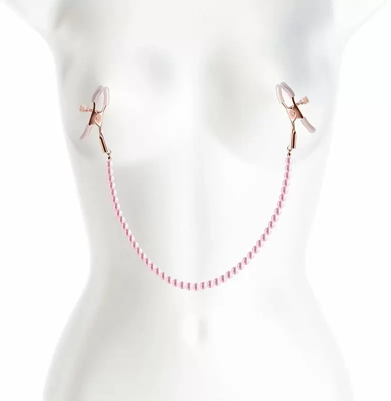 Розовые зажимы на соски с цепочкой