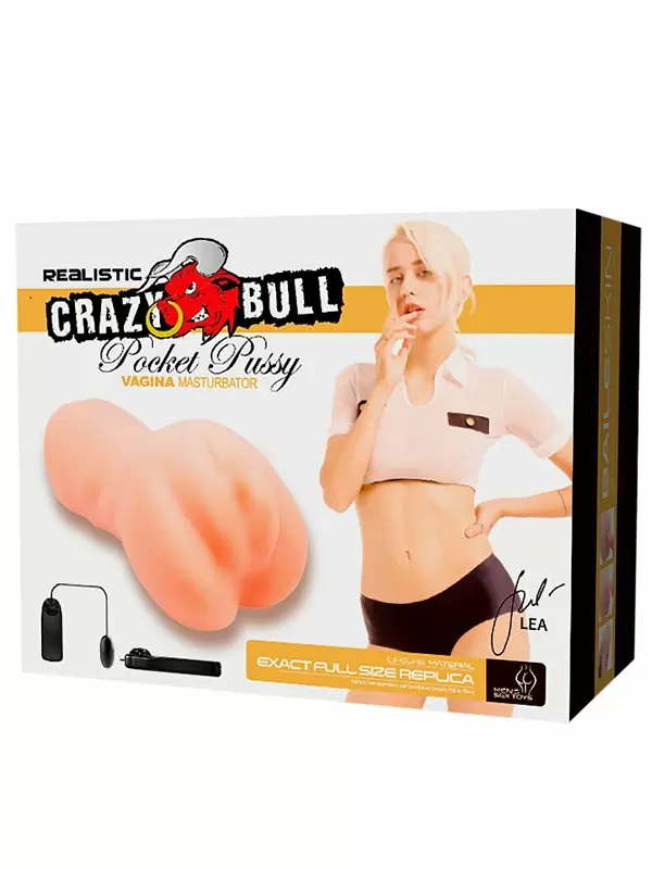 Реалистичный мастурбатор Baile Crazy Bull Vibrating Pocket Pussy Lea, 16 см, вагина, с вибропулей, с проводным пультом