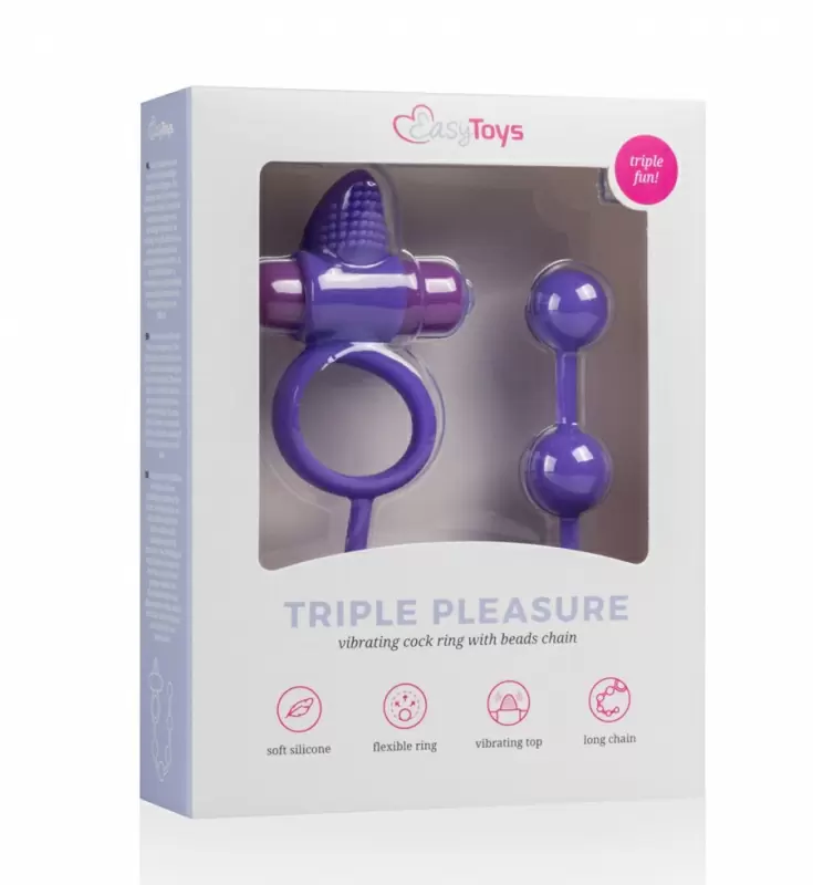 Анальная цепочка с эрекционным кольцом Easy Toys