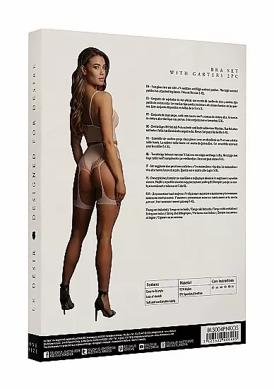 Эротический комплект из бра и высокими трусиками с гартерами от Shots